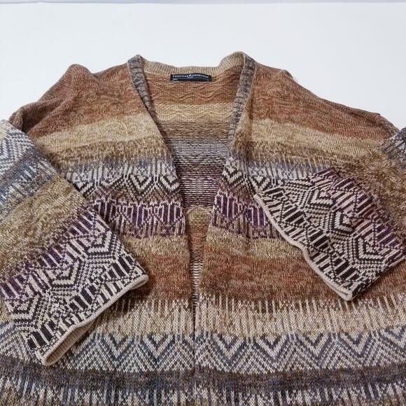 Peruvian Connection Geometric Prints Knitwear Cardigan Open Front - Picture 8 of 11